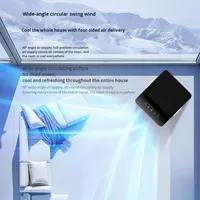 Ventilateur d'air froid portable pour la maison, alimenté par courant alternatif, 3 vitesses, double commande, avec 4 roues, pulvérisation, sur pied, refroidisseur d'air intelligent