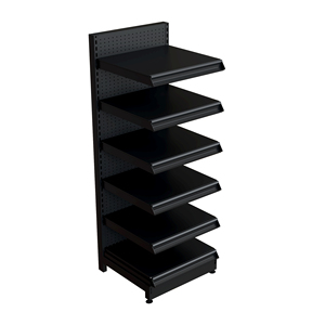 Étagères de supermarché modernes bicolores en promotion – Présentoir métallique bleu et blanc avec barrières de protection pour magasins de proximité - Product Image 5