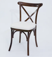 Chaise X de bistrot en bois massif de hêtre blanc empilable de haute qualité pour l'extérieur, idéale pour la location et les mariages