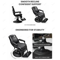 Fauteuil de barbier JOXIN avec dossier inclinable et base ronde large, fauteuil de salon professionnel vintage pour le toilettage masculin