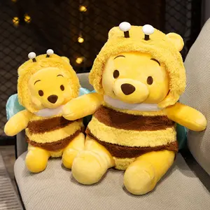 新款蜜蜂毛绒玩具可爱熊蜜蜂毛绒玩具搞笑Plushie熊高级毛绒毛绒动物熊蜜蜂儿童毛绒玩具