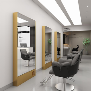 Espejo de Salón Rectangular con Marco de Metal Negro, Arqueado, con Luz LED, Montado en la Pared, Diseño Moderno - Product Image 4