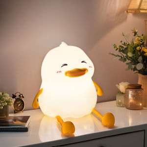 Mini Tisch lampe mit Telefon halter Touch Switch Powered <span class=keywords><strong>Toy</strong></span> Geschenk für Kinderzimmer Niedliche wiederauf ladbare Silikon Ente Nachtlicht - Product Image 2