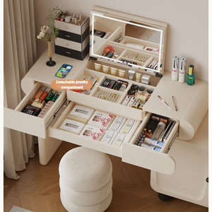 Home Furniture Wooden Makeup <strong>Vanities</strong> Dresser Bedroom <strong>Vanity</strong> Storage Girls White Dressing Table <strong>with</strong> Lights Mirror and <strong>Chairs</strong> - Product Image 5