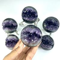 Prix de gros spirituel roche naturelle améthyste cristal de quartz druzy géode sphère pierre de guérison grappe cristal pierre précieuse