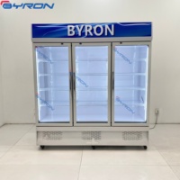 Réfrigérateur vertical de supermarché à porte vitrée pour boissons, vitrine réfrigérée pour boissons, réfrigérateur Coca-Cola à porte vitrée