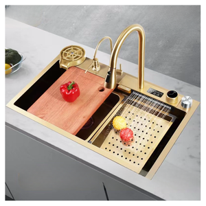 Ensemble d'évier de cuisine Libert C, robinet cascade à affichage numérique Black Shark, acier inoxydable 304, évier simple à poser, garantie 5 ans - Product Image 3