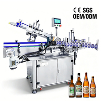 Machine d'étiquetage automatique de bouteilles à double tête YM525, machine d'étiquetage de bouteilles de jus, de bière et de vin avec imprimante de code de date
