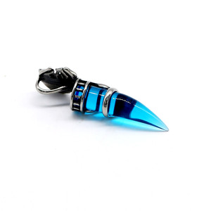 Collar yunnique de acero inoxidable con colgante de diente de lobo, collar azul y negro para hombre, joyería de animales a la moda, diseño geométrico GZP0661A - Product Image 3