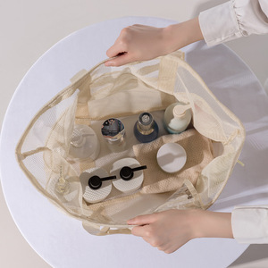 กระเป๋าตาข่ายแบบมีหูหิ้ว ความจุขนาดใหญ่ 4-6 ช่อง กระเป๋าเดินทางแบบพกพา กระเป๋าใส่ของชายหาด กระเป๋าว่ายน้ำ แยกส่วนเปียกและแห้ง - Product Image 2