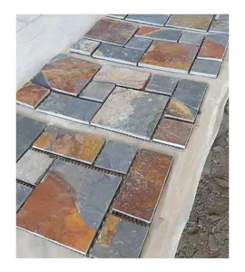 Phong cách Pháp Gạch Mosaic gỉ Slate Mosaic 10x20cm tường trang trí ốp gạch