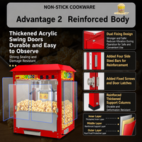 Machine à Popcorn Commerciale 1400W en Acier Inoxydable avec Cuve Antiadhésive et Portes en Acrylique pour Cinémas, Salons de Snacks et Centres Commerciaux