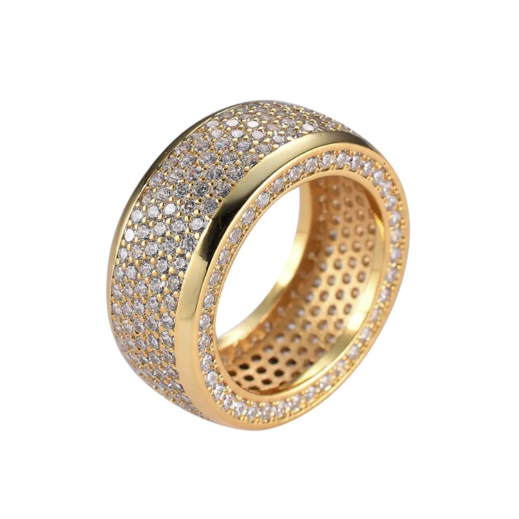 Gold plated HipHop Ring Man Engagement Ring Diamond