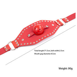 Schwarzes Leder <span class=keywords><strong>Pin</strong></span> Schnalle Sexspielzeug Paar Flirten Hohl mund Bälle Sabbern Mund knebel Spiked <span class=keywords><strong>Mask</strong></span> Oral Bondage Toys - Product Image 5
