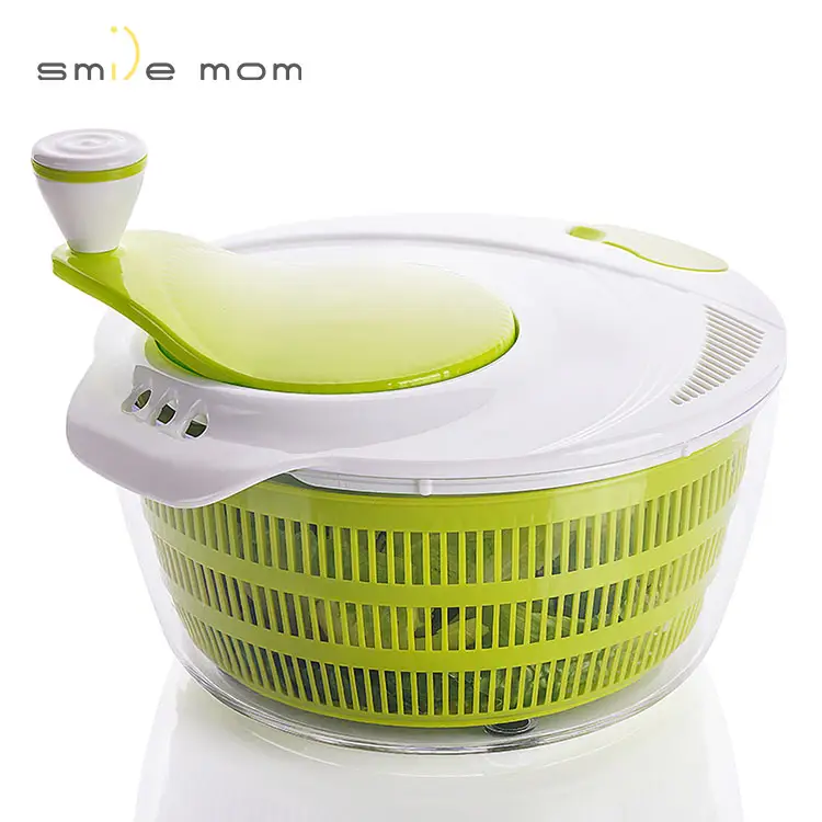 Sorriso mamma Commerci All'ingrosso Spinner Insalata di Grandi Dimensioni di Plastica Manuale Insalata Spinner con ganci di blocco