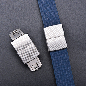 Fermoir de montre JAETIUM en acier inoxydable à déployement papillon 16mm 18mm avec motif à carreaux - Product Image 1