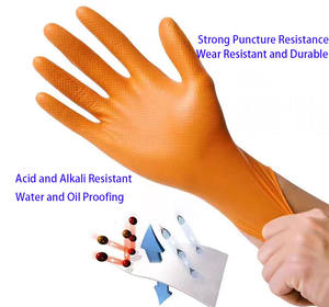 قفازات عمل للاستعمال مرة واحدة من اللاتكس الوردي البرتقالي النتريل مقاومة للماء للأمان ، أذرع واقية ، قفازات عمل مضادة للكيماويات - Product Image 6
