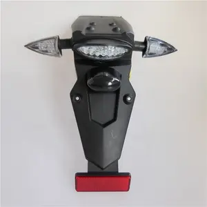 Personalizado de la bici de la motocicleta guardabarros trasero luz trasera de freno de cola luces integrado luz de placa de licencia lente roja