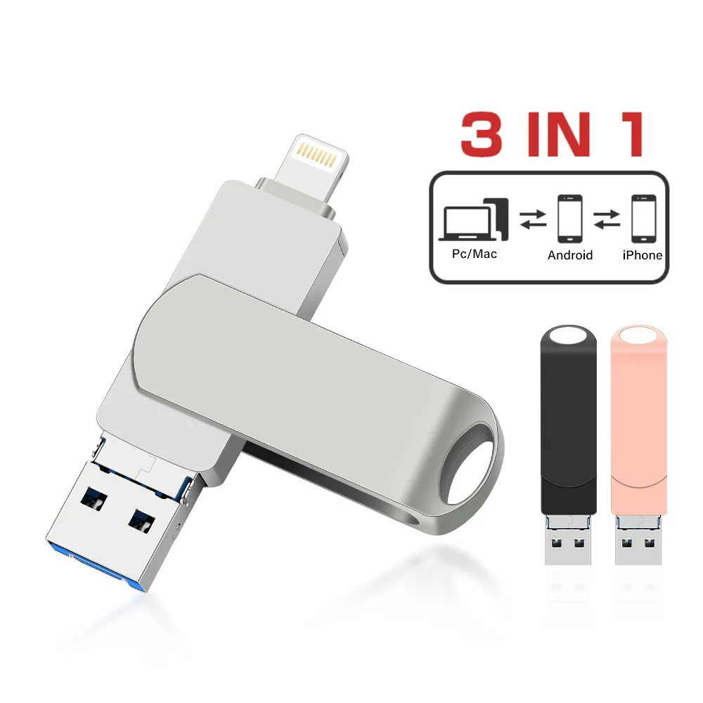 Neuer OTG USB 3.0 Flash-Laufwerk für Telefon 3-In-1 Pen-Laufwerk für Typ-C externe Speichergeräte 64 GB 128 GB Pendrive