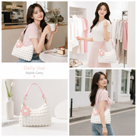 Tas Selempang Quilted Puffy Trendy, Tas Bahu Tote Ringan dengan Lapisan Nilon, Tas Tangan Sehari-hari OEM