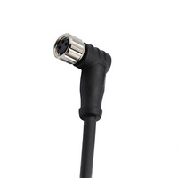 Conector M8 en ángulo recto hembra IP67 código 3 pines Cable eléctrico de PVC 0,5 M extremo libre cobre ABS/carcasa de nailon 2A corriente nominal