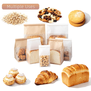 Greaseproof Disposable Customized Logo Size Food Grade Packaging Paper Sandwich <b>Bread</b> Dessrt Baking <b>Bag</b> Without Handle Kraft - Product Image 4