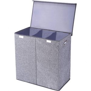 Panier à linge durable à 3 sections pour salle de bain, chambre et maison avec cadre en aluminium - Product Image 2
