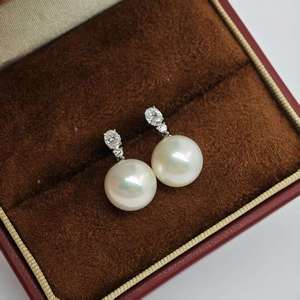 Pendientes de Platino 950 con Perlas de Agua Dulce, Corte Brillante, Certificados por NGTC, Unisex/Hombre/Mujer, Uso Diario, Joyería UM - Product Image 4