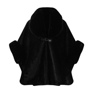 Capa de punto elegante para mujer con ribete de piel sintética, cuello de solapa esponjoso, suave, ideal para reuniones de Año Nuevo y Navidad - Product Image 4