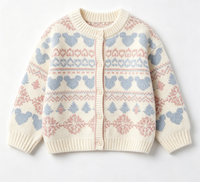 OEM ODM Cardigan d'hiver pour enfants en coton jacquard écologique, motif Fair Isle, col rond, manches longues