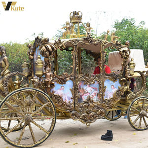 Carruaje de Princesa Real para Niñas, Carruaje de Cenicienta con Luces LED de Navidad, 4 Ruedas, para Viajes, Todoterreno, Turismo, Carruaje Blanco - Product Image 6
