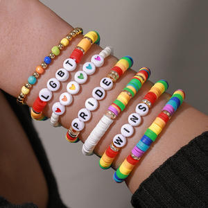 Pulseras <span class=keywords><strong>del</strong></span> Orgullo LGBT, Pulsera de Cuentas de Arcilla Arcoíris de Apoyo LGBT, Brazalete Gay para el Día <span class=keywords><strong>del</strong></span> Orgullo, Desfiles, Decoraciones, Fiestas - Product Image 5