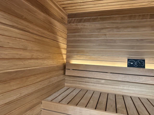 Sauna à vapeur extérieur de luxe pour 4 personnes - Cabine en cèdre et épicéa de qualité supérieure avec murs vitrés panoramiques, idéal pour les villas de <span class=keywords><strong>jardin</strong></span> - Product Image 5
