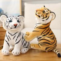 Vente en gros de grandes quantités de jouets en peluche tigre mignons et réalistes, brodés, en coton super doux, outil anti-stress