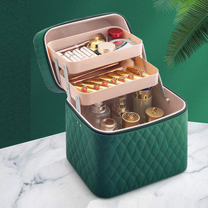 Contenedor Portátil Multifuncional para Desodorante en Barra, Bolsa de Cosméticos Plegable de 2 Niveles con Cajones, Abertura Lateral, de Cuero PU para Viaje, Ideal para Regalo - Product Image 5