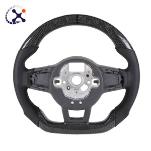 Volant en fibre de carbone en cuir demi-perforé pour VW <span class=keywords><strong>Volkswagen</strong></span> <span class=keywords><strong>Golf</strong></span> R 6 7 7.5 <span class=keywords><strong>8</strong></span> MK8 MK7 8R Gti <span class=keywords><strong>Gtd</strong></span> Modèles Passat CC - Product Image 6