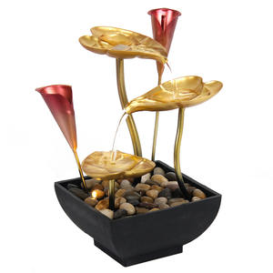 CHENYISHI <span class=keywords><strong>Fontaine</strong></span> à eau <span class=keywords><strong>de</strong></span> table en feuille <span class=keywords><strong>de</strong></span> lotus avec lumières LED et accents Calla Lily Décor <span class=keywords><strong>de</strong></span> <span class=keywords><strong>fontaine</strong></span> cascade zen d'intérieur - Product Image 1