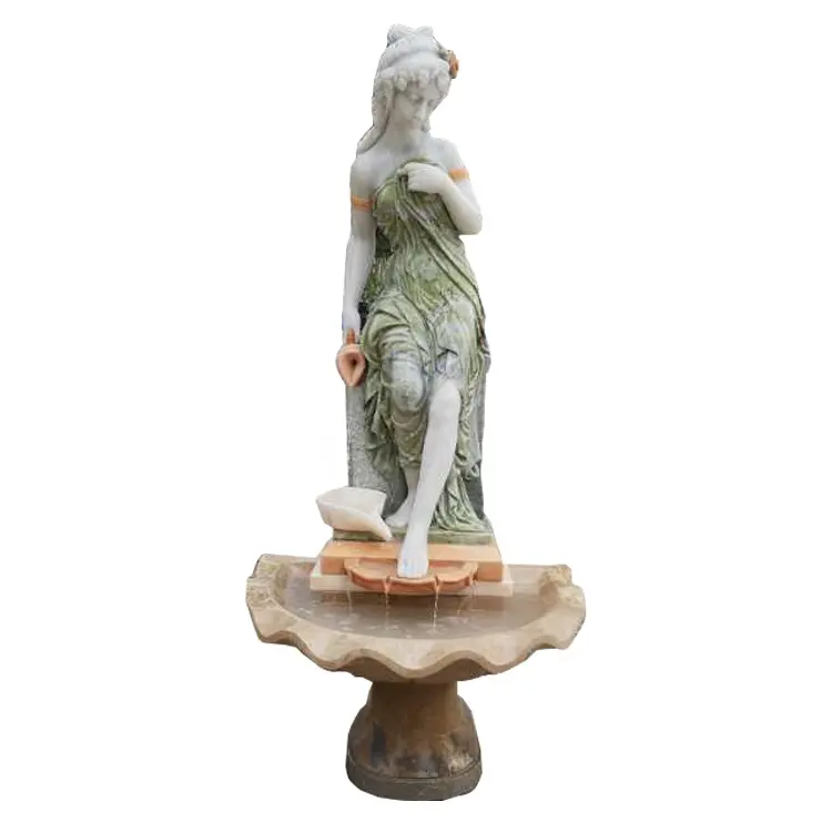 Outdoor Stein Marmor Schnitz statuen nackte Frau Skulptur Marmor Wasser brunnen mit Figur Statue zum Verkauf
