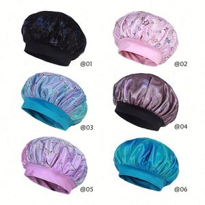 Bonnet de nuit en satin et maille pour bébé et enfant, doux et extensible, protège les cheveux fragiles contre les frisottis et la casse, cadeau promotionnel - Product Image 2