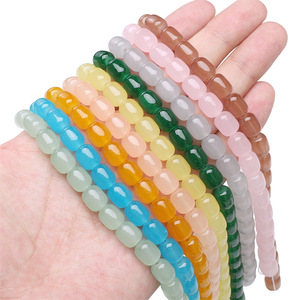 Cuentas redondas de imitación de jade de vidrio, cuentas de cristal sueltas para la fabricación de joyería, materiales para pulseras y collares hechos a mano. - Product Image 3