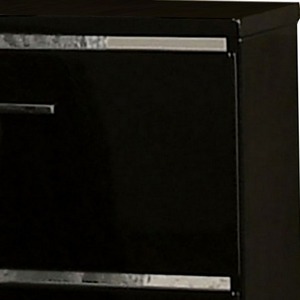 Mesita de Noche Contemporánea de 1 Pieza con Acabado Lacado de Alto Brillo, Tiradores Cromados, 2 Cajones Ajustables, Convertible, Panel de Madera para el Hogar - Product Image 3