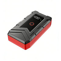 Démarreur de voiture d'urgence 12V et gonfleur d'air combinés, batterie portable multifonction pour démarrage moteur en cas de batterie faible, noir/rouge 1