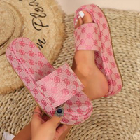 Sandales d'été légères à semelle épaisse pour femme, grande taille, motif lettres imprimées, design gâteau éponge, tissu extensible