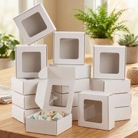 Boîte en papier kraft avec fenêtre, boîte cadeau carrée, petites boîtes en papier pour savon artisanal et bonbons, pour présentation en magasin et emballage personnalisé