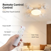 Kipas Angin Plafon Remote Control E27 21W Lampu LED 24W Desain Drone Kipas 4-Bilah Lipat 3CCT Dimmable 3-Kecepatan untuk dapur