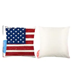 亚马逊热卖枕套装饰红色蓝星条纹国旗自由美国独立日爱国案例