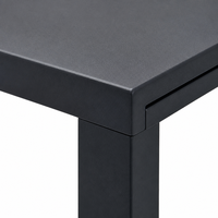 Table à manger carrée extensible noire mate, mobilier moderne pour café en plein air, patio, jardin, restaurant, bistrot