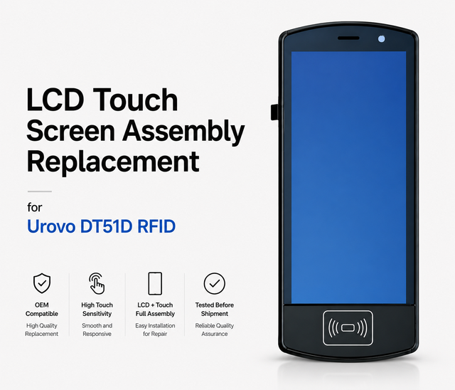 LCD Touch Screen Assembly Replacement for Urovo DT51D RFID