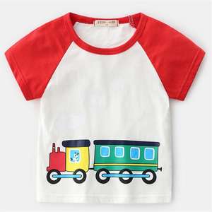 Ropa al por Mayor para Niños Coreanos, Camiseta de Algodón con Diseño de Auto, de Fábrica China - Product Image 1