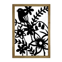 Assortiment de plaques murales en bois creux encadrées, silhouettes d'oiseaux, de branches, de papillons et de fleurs, décoration murale rustique